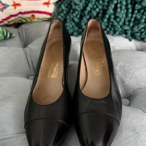 Vintage Salvatore Ferragamo Black Leather Heels